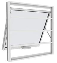 Janela Maxim-Ar Com Grade Horizontal 60cm x 60cm em Alumínio Branco com Vidro Vitrolar