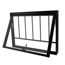 Janela Maxim-Ar em Alumínio Preto 60x60x4 cm VMB Com Grade Nobre CRV