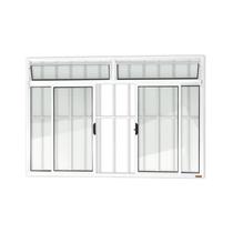 Janela Plus 4 Folhas com Bandeira e Grade Vidro Liso 100cm X 150cm Brimak Janela Plus 4 Folhas com Bandeira e Grade Vidro Liso 100cm X 150cm Brimak