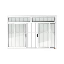Janela Plus 4 Folhas com Bandeira e Grade Vidro Liso 120cm x 200cm Brimak Branco Janela Plus 4 Folhas com Bandeira e Grade Vidro Liso 120cm x 200cm Brimak Branco