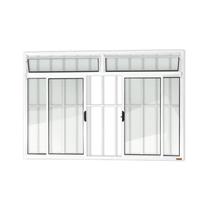 Janela Plus 4 Folhas com Bandeira e Grade Vidro Liso 120cm X 200cm Brimak Janela Plus 4 Folhas com Bandeira e Grade Vidro Liso 120cm X 200cm Brimak