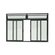 Janela Plus 4 Folhas com Bandeira Vidro Liso 120cm x 200cm Brimak Preto