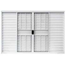 janela quarto veneziana de alumínio branco 100x120 6fls C/grade L.18 - TOP ESQUADRIAS