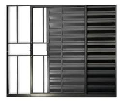 Janela Veneziana 3 Folhas 1,00x1,50 Preto C/ Grade Janela Veneziana 3 Folhas 1,00x1,50 Preto C/ Grade