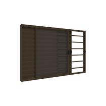 Janela Veneziana 3 Folhas 1,20m x 1m Com Grade em Alumínio Bronze com vidro Vitrolar