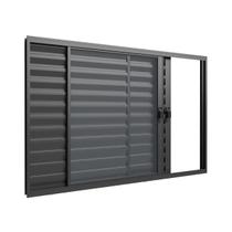 Janela Veneziana 3 Folhas 1,50m x 1m Sem Grade em Alumínio Preto com Vidro Vitrolar Janela Veneziana 3 Folhas 1,50m x 1m Sem Grade em Alumínio Preto com Vidro Vitrolar