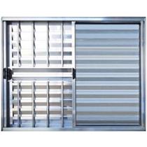 Janela Veneziana 3 Folhas Alumínio Brilhante 1.00 x 0.80 Modular com Grade Janela Veneziana 3 Folhas Alumínio Brilhante 1.00 x 0.80 Modular com Grade