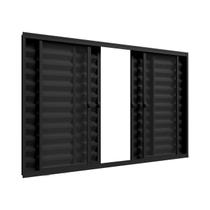 Janela Veneziana 6 Folhas 1,20m x 1m Sem Grade Em Alumínio Preto Com Vidro - Vitrolar