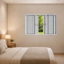 Janela Veneziana 6 Folhas 200x100cm em Alumínio Branco Classic Janela Veneziana 6 Folhas 200x100cm em Alumínio Branco Classic