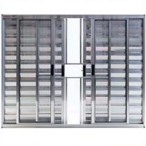 Janela Veneziana 6 Folhas Alumínio Brilhante 1.00 x 1.20 Modular com Grade Janela Veneziana 6 Folhas Alumínio Brilhante 1.00 x 1.20 Modular com Grade