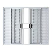 Janela Veneziana 6 Folhas Central com Grade Vidro Liso 100x100 Ecosul Esquadrisul Janela Veneziana 6 Folhas Central com Grade Vidro Liso 100x100 Ecosul Esquadrisul