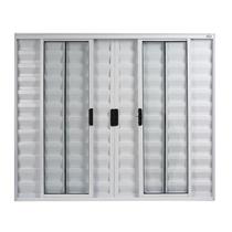 Janela Veneziana 6 Folhas Central sem Grade Vidro Liso 100x100cm Ecosul Esquadrisul Branco