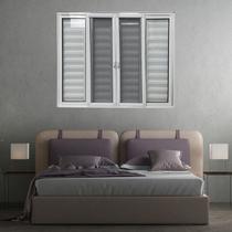 Janela Veneziana 6 Folhas com Tela Mosquiteira Linha 25 Branco 100x120 Esquadrias Bergamo