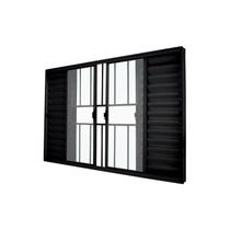 Janela Veneziana Abertura Central Exclusiva 6 Folhas Grade Vidro Liso 100x100cm CRV Portas e Janelas