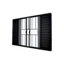 Janela Veneziana Abertura Central Exclusiva 6 Folhas Grade Vidro Liso 100x200cm CRV Portas e Janelas