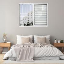 Janela Veneziana de Alumínio 3 Folhas 100 X 120cm com Grade Linha 25 Esquadrias Bergamo
