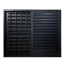 Janela Veneziana de Alumínio 3 Folhas 100 X 120cm Linha 25 com Grade Esquadrias Bergamo