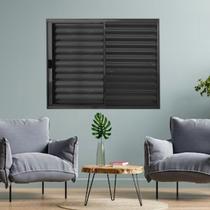 Janela Veneziana de Alumínio 3 Folhas 100 x 120cm Linha Modular Preto Esquadrias Bergamo Janela Veneziana de Alumínio 3 Folhas 100 x 120cm Linha Modular Preto Esquadrias Bergamo