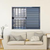 Janela Veneziana de Alumínio 3 Folhas 120 X 150cm Linha Modular com Grade Esquadrias Bergamo