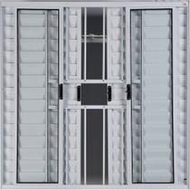 Janela Veneziana de Alumínio 6 Folhas 1,00 X 1,00 Com Grade Cor Branco Linha All Modular