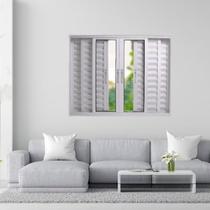 Janela Veneziana de Alumínio 6 Folhas 100 x 100cm Linha 25 Esquadrias Bergamo Branco