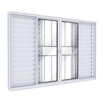 Janela Veneziana de Alumínio com Grade 4 Folhas Móveis e 2 Fixas 120x150cm Lucasa Ideale