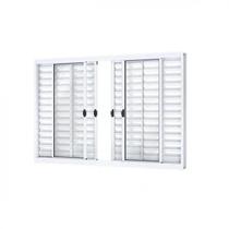 Janela Veneziana de Correr Central 6 Folhas sem Grade Alumínio 100cmx120cm Riobras