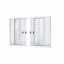 Janela Veneziana de Correr Central 6 Folhas sem Grade Alumínio 100cmx150cm Riobras
