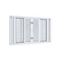 Janela Veneziana de Correr Central Flex 4 Folhas Móveis e 2 Fixas Lucasa Facilità 100x150cm Branco Janela Veneziana de Correr Central Flex 4 Folhas Móveis e 2 Fixas Lucasa Facilità 100x150cm Branco