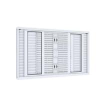 Janela Veneziana de Correr Central Flex 6 Folhas Grade Quadrada Lucasa Facilita 120CMX150CM