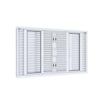 Janela Veneziana de Correr Central Flex 6 Folhas Grade Quadrada Lucasa Facilita 120cmx150cm