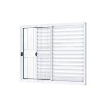 Janela Veneziana de Correr Lateral 3 Folhas com Grade Alumínio 100cmx120cm Riobras
