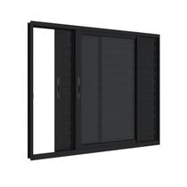 Janela Veneziana em Alumínio 100x120 cm 3 Folhas Direita Preta Alumifit Sasazaki