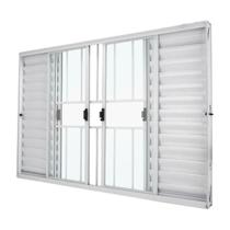 Janela Veneziana em Alumínio Branco 100x150x7 cm 6 Folhas VL Com Grade Classic CRV Janela Veneziana em Alumínio Branco 100x150x7 cm 6 Folhas VL Com Grade Classic CRV