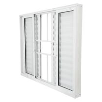 Janela Veneziana em Alumínio Branco 120x150x10 cm 6 Folhas Com Grade Nobre CRV