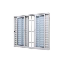 Janela Veneziana em Alumínio Branco 6 Folhas Caribe Max 100x120x12,2cm c/ Grade Jap