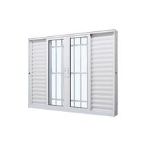 Janela Veneziana em Alumínio Branco 6 Folhas Perfecta Max 120x200x16cm c/ Grade Jap