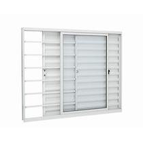 Janela Veneziana em Alumínio Grade Horizontal 100x120 cm 3 Folhas Direita Branca Alumislim Sasazaki Janela Veneziana em Alumínio Grade Horizontal 100x120 cm 3 Folhas Direita Branca Alumislim Sasazaki