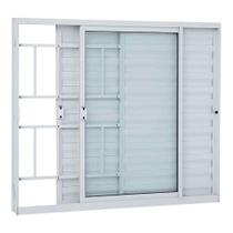 Janela Veneziana Grade Classic em Alumínio 100 x 120 x 7,6 cm 3 Folhas Direita Alumifit Sasazaki