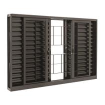 Janela Veneziana Grade Quadriculada Black em Aço 100 x 200 x 12 cm 6 Folhas Pratika Sasazaki