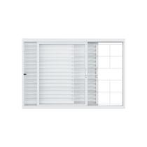Janela Veneziana Vitralfer - 150x100 3 Folhas / 1 Fixa C/grade Branca