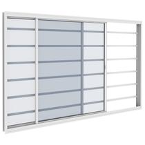 Janela Vitro 2 Folhas 1,20m x 1m Com Grade Horizontal em Alumínio Branco com Vidro Vitrolar