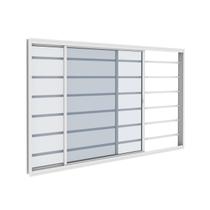 Janela Vitro 2 Folhas 1,50m x 1m Com Grade Horizontal em Alumínio Branco com Vidro Vitrolar