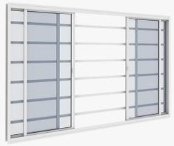 Janela Vitrô 4 Folhas 1,20m x 1m Com Grade Horizontal em Alumínio Branco com Vidro Vitrolar