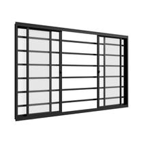 Janela Vitro 4 Folhas 1,50m x 1,00m Com Grade Horizontal em Alumínio Preto Vitrolar