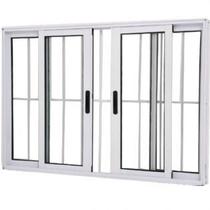 Janela Vitro 4 Folhas Alumínio Branco 1.00 X 1.20 Linha 25 com Grade Janela Vitro 4 Folhas Alumínio Branco 1.00 X 1.20 Linha 25 com Grade