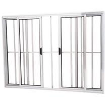 Janela Vitro 4 Folhas Alumínio Brilhante 1.00 X 1.00 Modular com Grade
