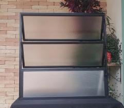 Janela Vitro Basculante de banheiro lavabo aluminio 60x60 Preto com vidros fosco mini boreal Janela Vitro Basculante de banheiro lavabo aluminio 60x60 Preto com vidros fosco mini boreal