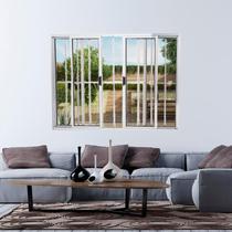 Janela Vitrô de Alumínio 4 Folhas 100 X 100cm Modular Brilhante com Grade
