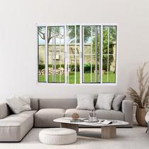 Janela Vitrô de Alumínio 4 Folhas 100 X 100cm Modular com Grade Esquadrias Bergamo